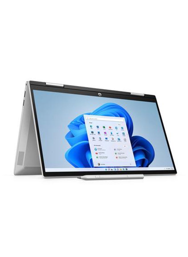 Pavilion x360 2-In-1 Convertible Laptop With 14-Inch Touch Screen Display, Core i7 Processor/16GB RAM/512GB SSD//Windows 11/4GB Intel Iris Xe Graphic Card English/Arabic Natural Silver