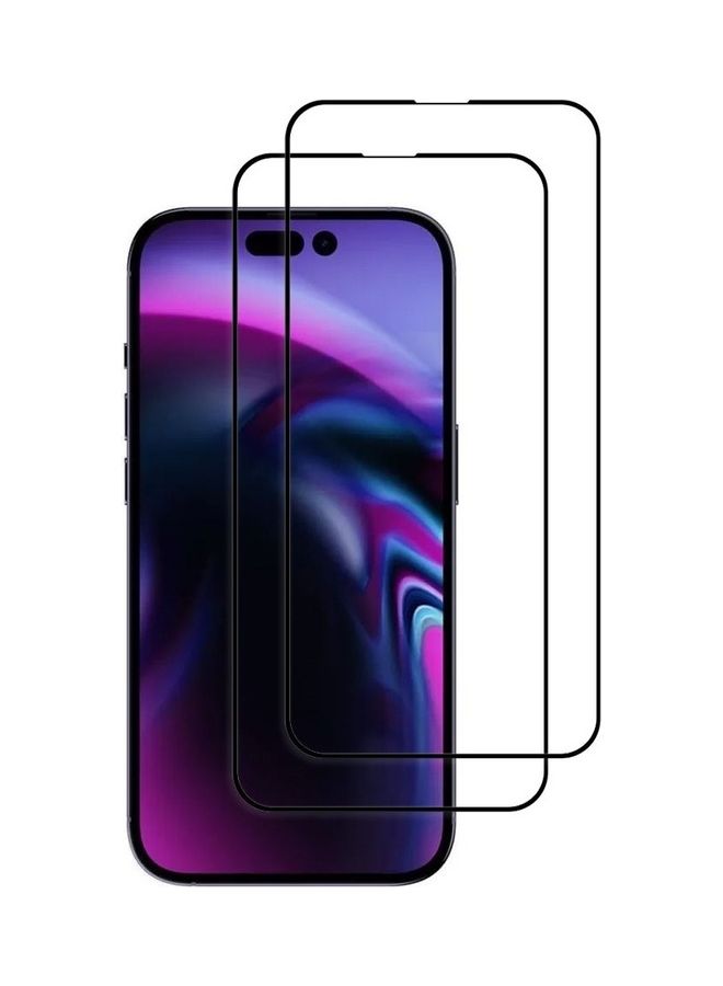 MARGOUN 2 Pack Anti-Scratch Tempered Glass Clear HD Edge to Edge Full Coverage 9H Case Friendly Film Screen Protector For Apple iPhone 14 Pro 6.1 inch Clear/Black - Image 2