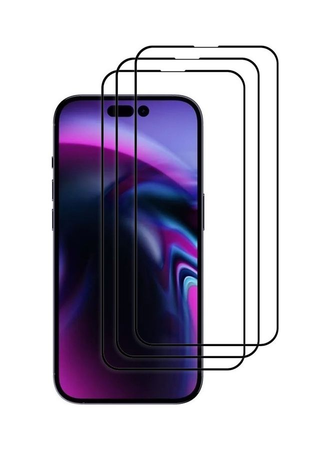 MARGOUN 3 Pack Screen Protector Anti-Scratch Tempered Glass Clear 3D HD Edge to Edge Full Coverage 9H Case Friendly Film Screen Protector For Apple iPhone 14 Pro 6.1 inch Clear/Black - Image 2