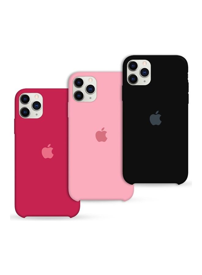 MARGOUN 3 Pack Silicone Case Soft Slim Liquid Gel Silicone Shockproof Phone Cover Microfiber Lining Full Body Protection For Apple iPhone 11 Pro 5.8 inch Black/Light Pink/Cherry - Image 1