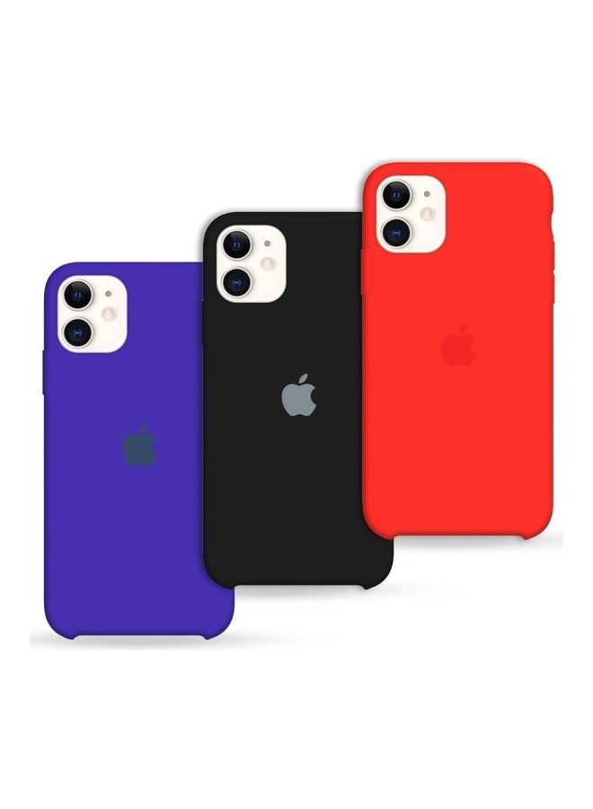 MARGOUN 3 Pack Silicone Case Soft Slim Liquid Gel Silicone Shockproof Phone Cover Microfiber Lining Full Body Protection For Apple iPhone 11 6.1 inch Red/Black/Purple - Image 1