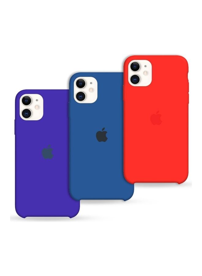 MARGOUN 3 Pack Silicone Case Soft Slim Liquid Gel Silicone Shockproof Phone Cover Microfiber Lining Full Body Protection For Apple iPhone 11 6.1 inch Red/Blue/Purple - Image 1