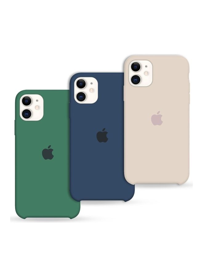 MARGOUN 3 Pack Silicone Case Soft Slim Liquid Gel Silicone Shockproof Phone Cover Microfiber Lining Full Body Protection For Apple iPhone 11 6.1 inch Pink Sand/Midnight Blue/Green - Image 1