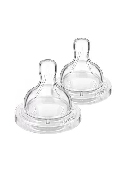 Philips Avent حلمة مضادة للمغص للأطفال كلاسيك بلس، مجموعة من حلمتين، شفافة/ بيضاء