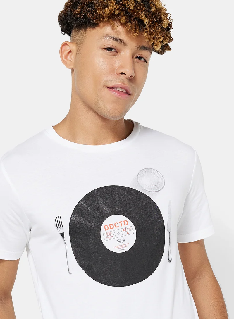 DEDICATED Stockholm Record Meal T-Shirt White