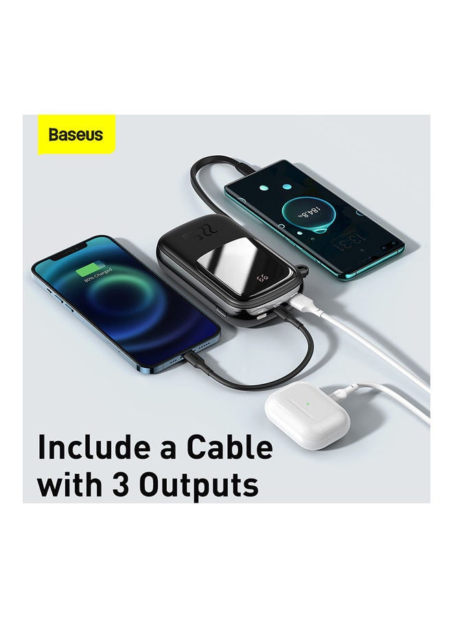 Baseus - 20000.0 mAh 20000mAh Digital Display Quick Charge Power Bank 22.5W Built in Type C Cable And 3 Outputs For Huawei, Xiaomi, Samsung, OnePlus, iPhone And Many More - Black - Image 1