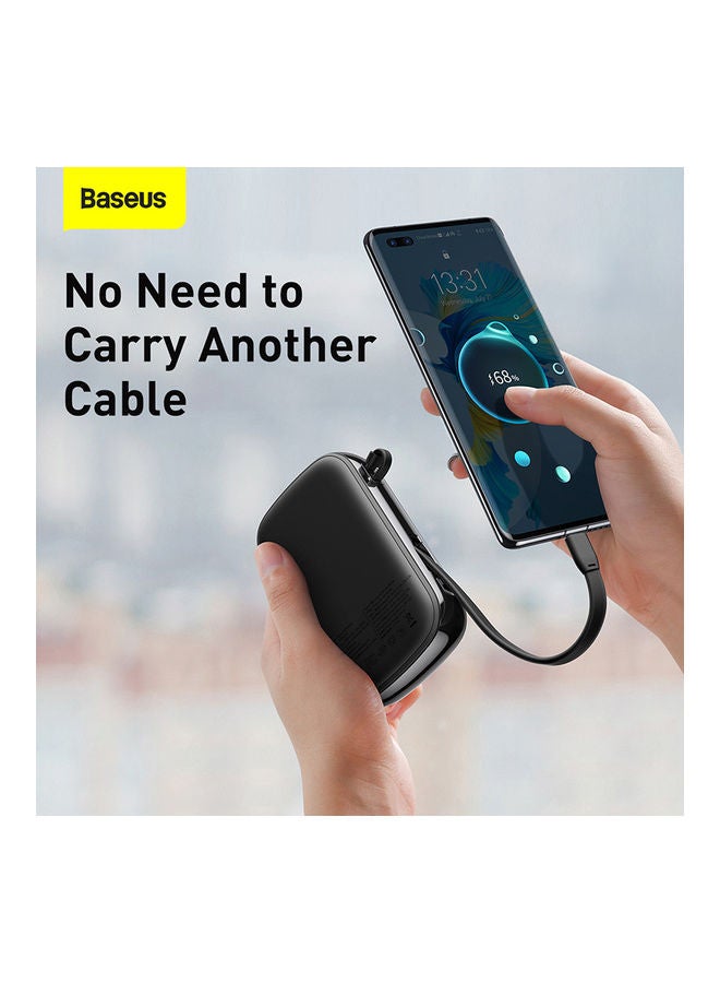 Baseus - 20000.0 mAh 20000mAh Digital Display Quick Charge Power Bank 22.5W Built in Type C Cable And 3 Outputs For Huawei, Xiaomi, Samsung, OnePlus, iPhone And Many More - Black - Image 1