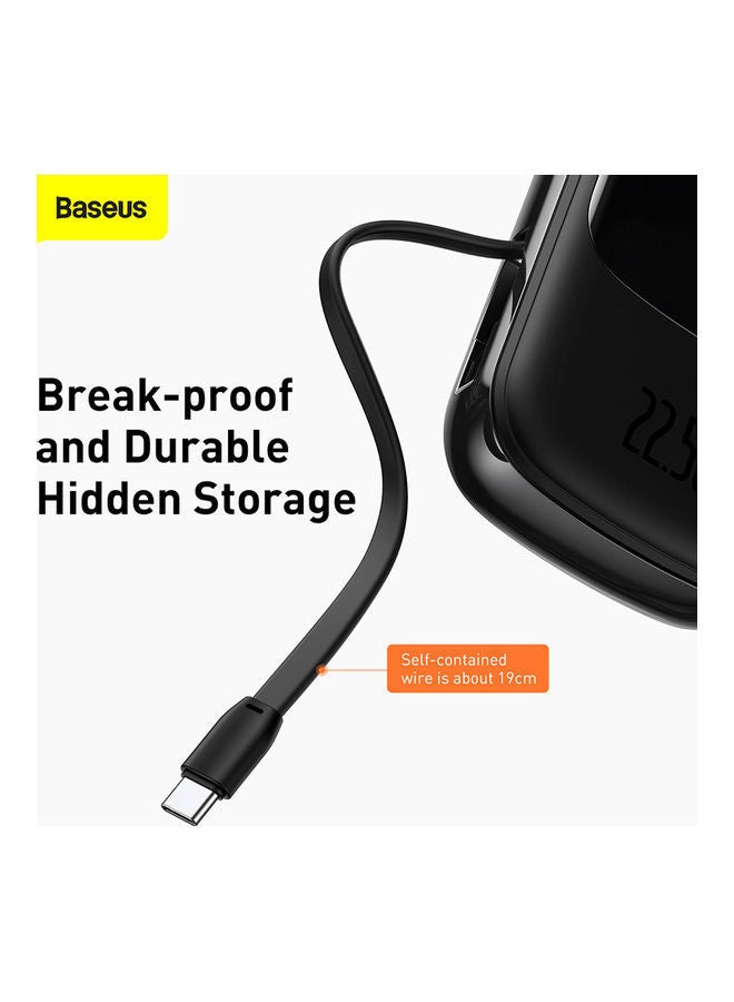 Baseus - 20000.0 mAh 20000mAh Digital Display Quick Charge Power Bank 22.5W Built in Type C Cable And 3 Outputs For Huawei, Xiaomi, Samsung, OnePlus, iPhone And Many More - Black - Image 1