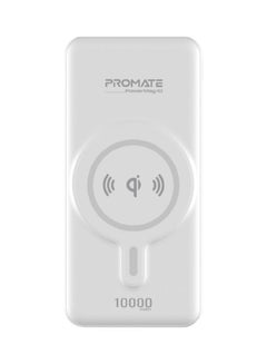 PROMATE 10000.0 mAh Promate Magnetic Wireless Power Bank for iPhone 12, Magnetic 10W Qi Wireless Mag-Safe Battery Pack with 20W USB-C Power Delivery 2-way Charging Port and QC 3.0 Fast Charging Port for iPhone 12, Samsung, iPad Pro, PowerMag-10 White  - Image 2