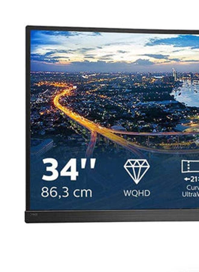 Philips - 34-Inch WQHD Curved Monitor, 100Hz, 4ms, VA, USB-C Dock, KVM, Height Adjust, Speakers, PowerSensor (3440 x 1440, 300 cd/m² - HDMI, DP, USB-C) Black - Image 1