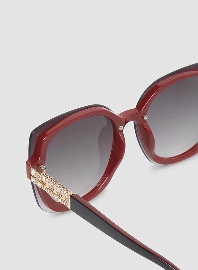 Generic - Women's Sunglass With Durable Frame Lens Color Grey Frame Color Maroon - Image 1
