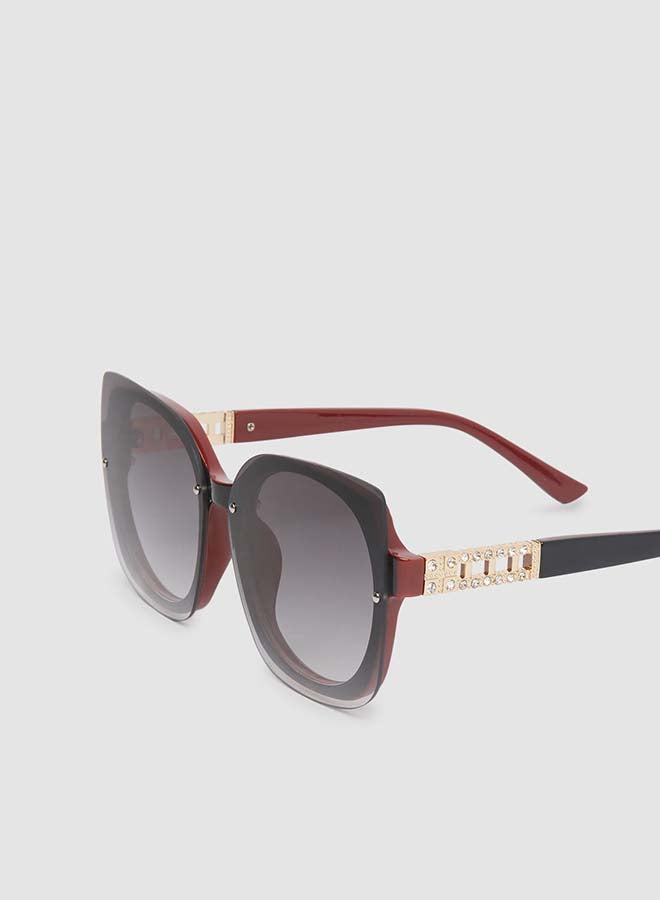 Generic - Women's Sunglass With Durable Frame Lens Color Grey Frame Color Maroon - Image 1