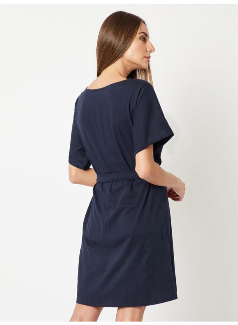 Miss Chase I Got That Girl Belted Shift Dress Navy Blue  - Image 2