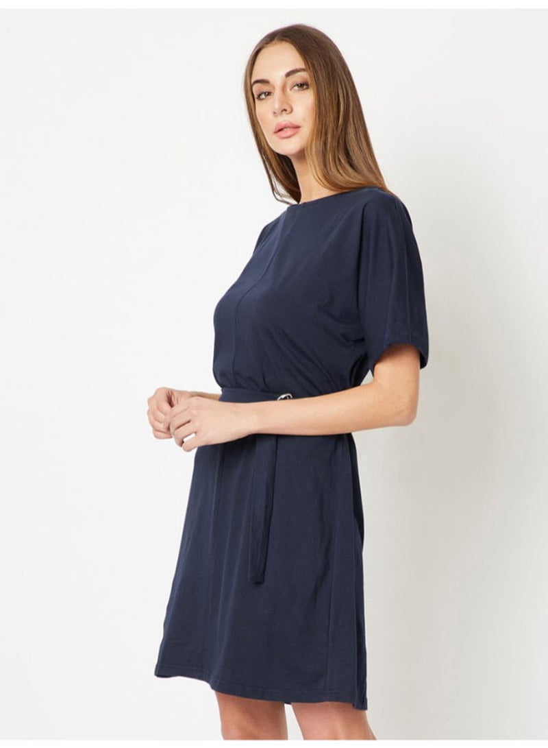 Miss Chase I Got That Girl Belted Shift Dress Navy Blue  - Image 3