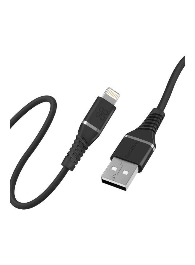 PROMATE - iPhone 16 Cable, High Tensile Strength Data Sync And Charge Cable With Lightning Connector 1.2M - Black - Image 1