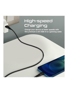 PROMATE iPhone 16 Cable, High Tensile Strength Data Sync And Charge Cable With Lightning Connector 1.2M - Black  - Image 2