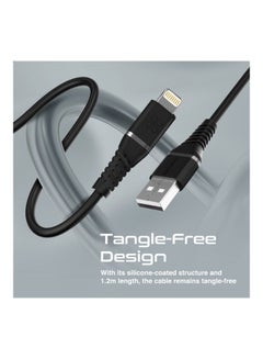 PROMATE iPhone 16 Cable, High Tensile Strength Data Sync And Charge Cable With Lightning Connector 1.2M - Black  - Image 4