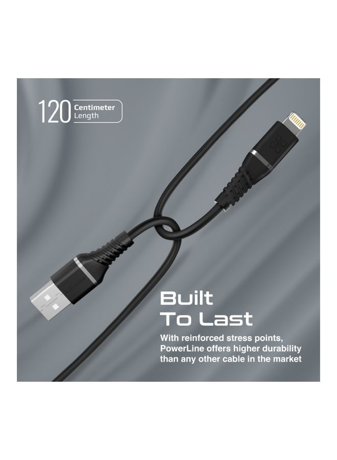 PROMATE - iPhone 16 Cable, High Tensile Strength Data Sync And Charge Cable With Lightning Connector 1.2M - Black - Image 1