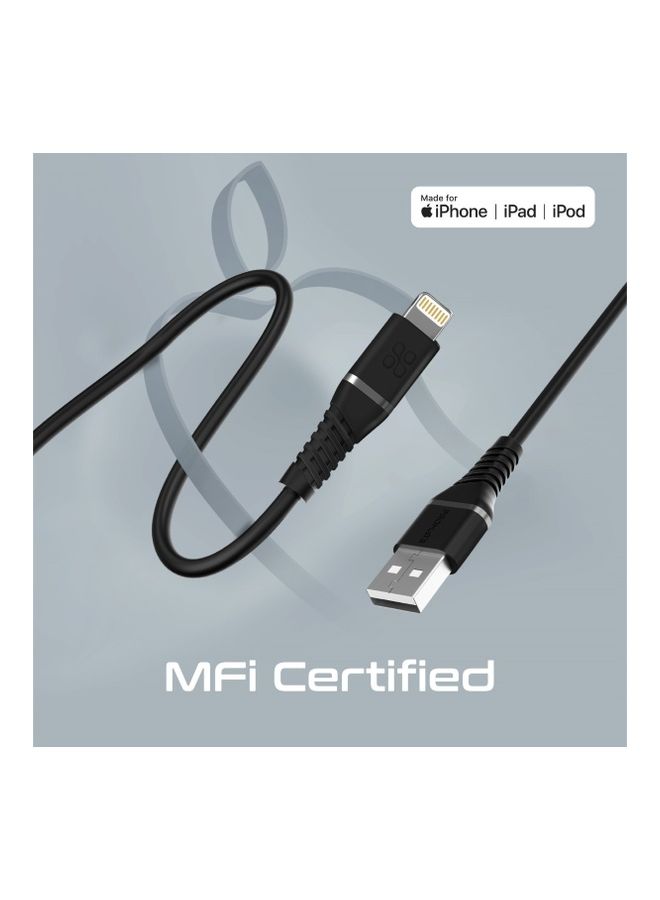 PROMATE - iPhone 16 Cable, High Tensile Strength Data Sync And Charge Cable With Lightning Connector 1.2M - Black - Image 1