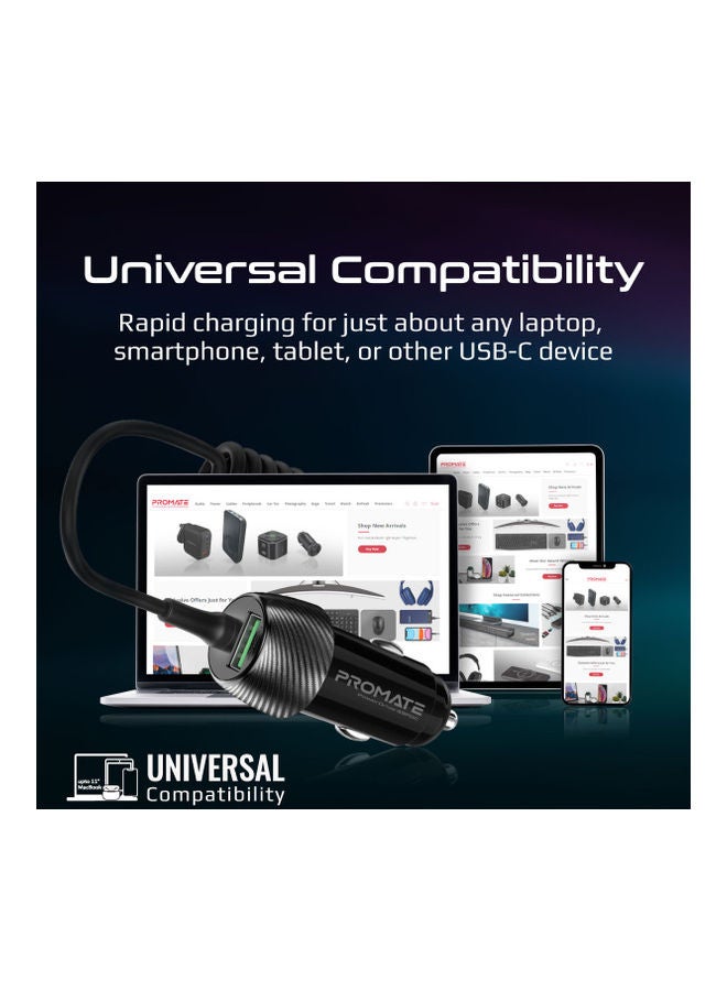 PROMATE - 33W Power Delivery for All USB-C Chargeable Devices Black - Image 1