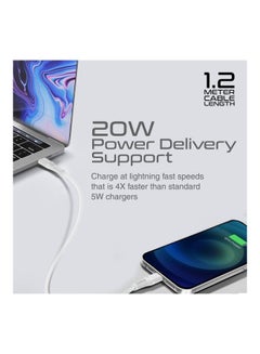PROMATE iPhone 16 Cable, 20W Power Delivery USB-C To Apple Lightning Connector Cable 1.2M - White  - Image 5