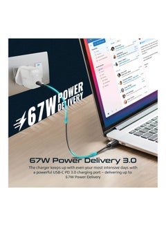 بروميت شاحن iPhone 15، شاحن USB-C فائق السرعة بقدرة 67 وات، أبيض أبيض لون أبيض  - Image 3