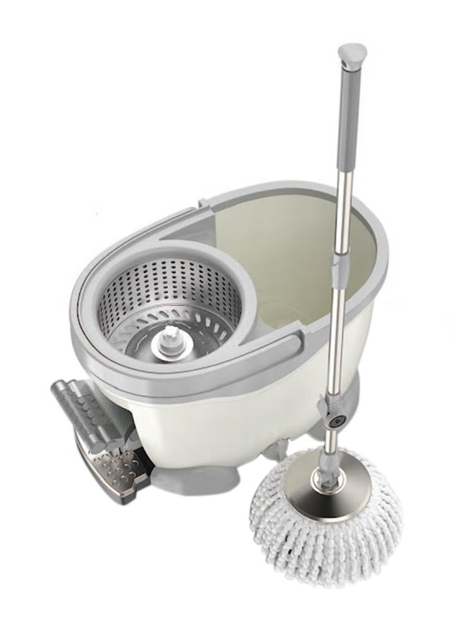 ALMUFARREJ - 360 Degree Rotating Magic Spin Mop And Bucket Set White/Grey/Silver 18 x 47 x 28cm - Image 1