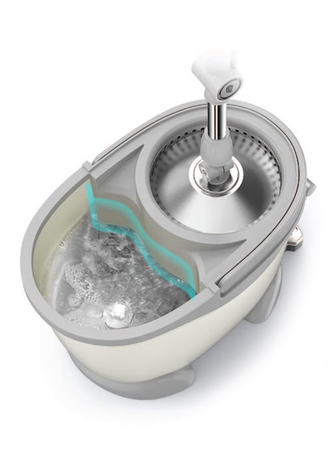 ALMUFARREJ - 360 Degree Rotating Magic Spin Mop And Bucket Set White/Grey/Silver 18 x 47 x 28cm - Image 1