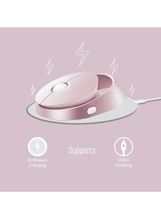 AIR 1 Wireless Mouse with Multi-Device Technology (Bluetooth) & 1600 Adjustable DPI Button for Optical Tracking, Compatible with Windows / Chromebook / PC / Laptop Pink