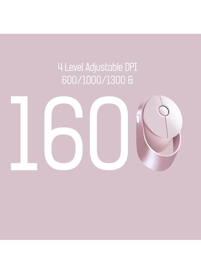 AIR 1 Wireless Mouse with Multi-Device Technology (Bluetooth) & 1600 Adjustable DPI Button for Optical Tracking, Compatible with Windows / Chromebook / PC / Laptop Pink