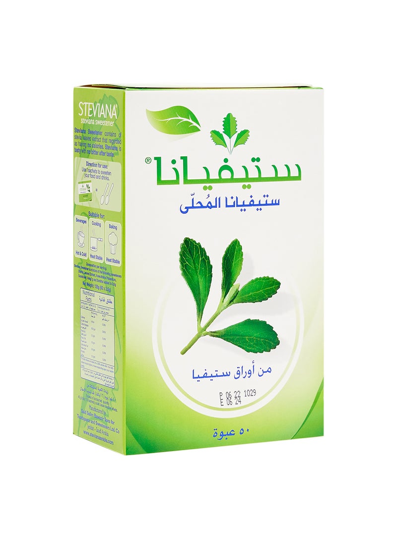 Steviana - Low Calories Sweetener, 50 Sachets, 125g - Image 1
