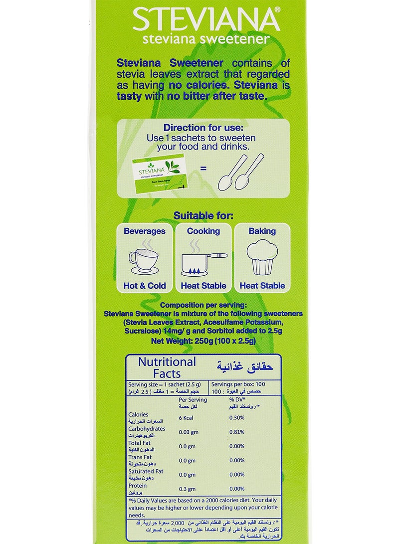Steviana - Steviana Sweetener 100 Sachets 250grams - Image 1