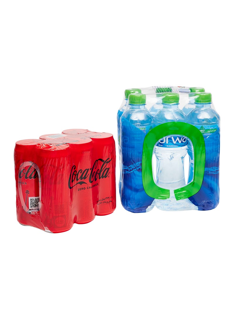 كوكا كولا علب مشروبات غازية خالية من الغازات مع زجاجة مياه أروى - Image 4