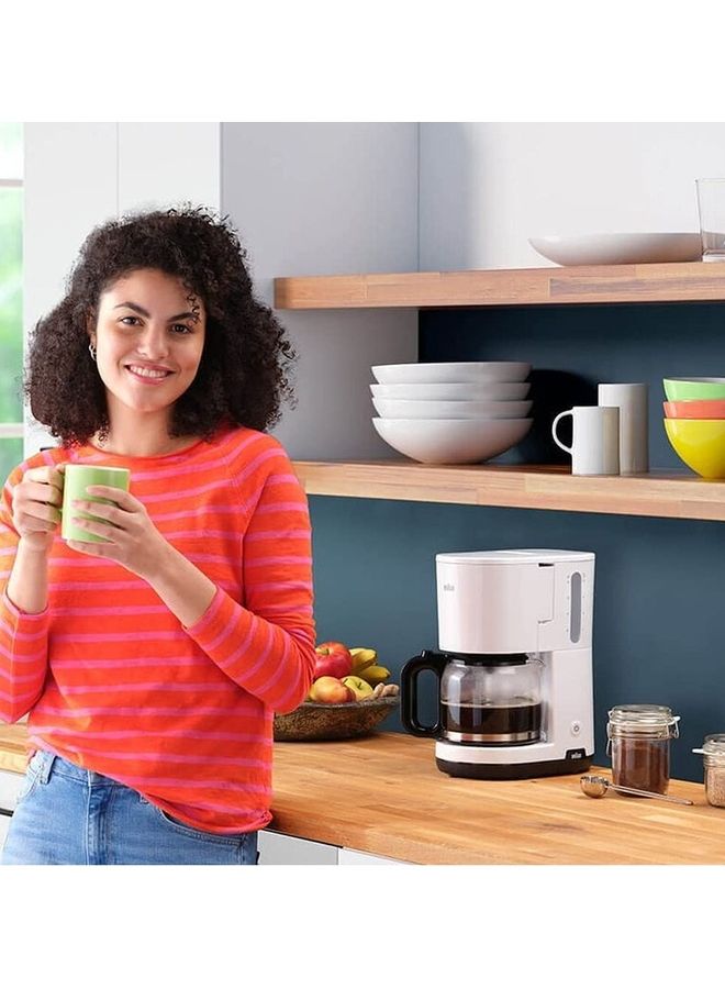 براون - ماكينة صنع القهوة بفلتر Breakfast1، نظام AromaCafe OptiBrew، ماكينة صنع القهوة بإيقاف تلقائي لما يصل إلى 10 أكواب، آمنة للاستخدام في غسالة الأطباق، 2.5 لتر، 1000.0 واط، KF 1100 واط، أبيض 2.5 L 1000 W KF 1100 WH - Image 1
