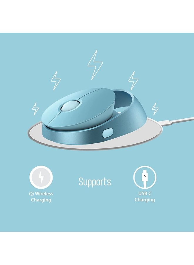 Rapoo Ralemo AIR 1 Wireless Mouse with Multi-Device Technology (Bluetooth) & 1600 Adjustable DPI Button for Optical Tracking, Compatible with Windows / Chromebook / PC / Laptop Blue - Image 2