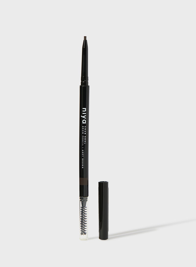 Niya - Char Kohl Eyebrow Pencil - Retractable Brow Definer With Brush Applicator Grey Brown - Image 1
