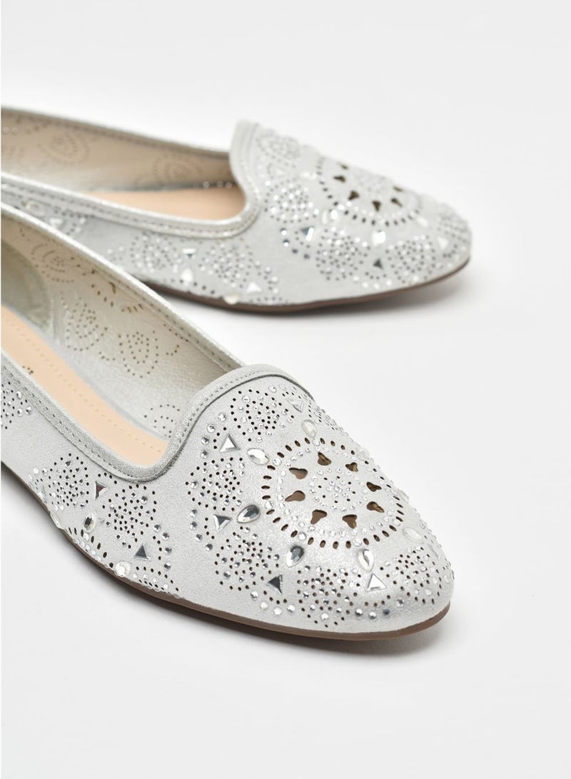 Cobblerz Flats Cut-Out Detail Ballerina Silver - Image 3