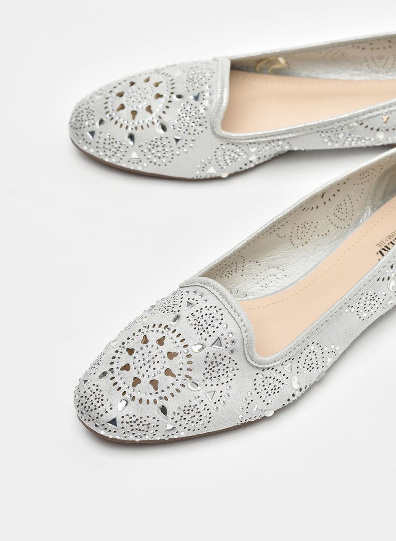 Cobblerz Flats Cut-Out Detail Ballerina Silver - Image 4