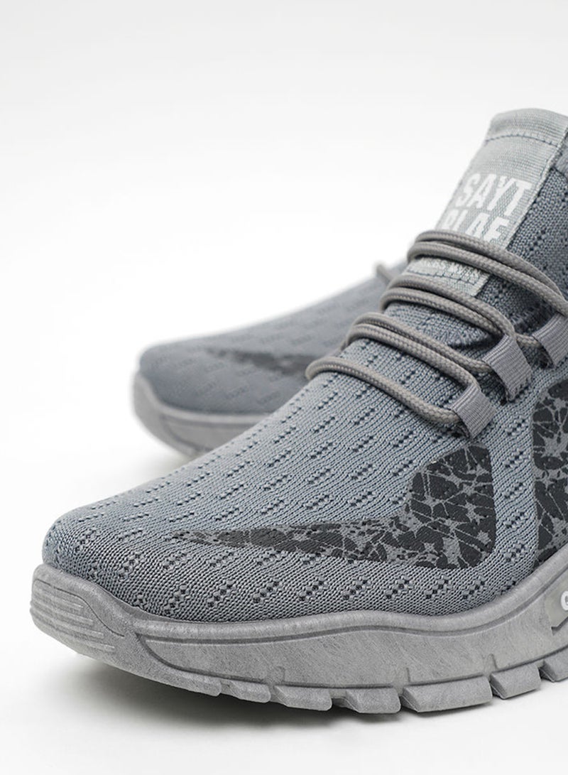 Cobblerz - Men's Lace-Up Low Top Sneakers Grey - Image 1