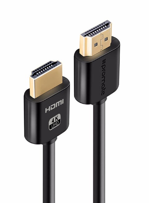 Promate 4K HDMI Cable, High-Speed 5 Meter HDMI Cable with 24K Gold Plated Connector and Ethernet, 3D Video Support for HDTV, Projectors, Computers, LED TV and Game consoles, ProLink4K2-500 Black