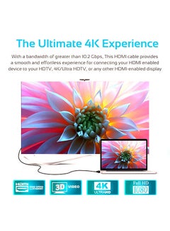 بروميت كابل HDMI 4K، كابل HDMI عالي السرعة بطول 5 متر مع موصل مطلي بالذهب 24 قيراط وإيثرنت، دعم فيديو ثلاثي الأبعاد للتلفزيون عالي الدقة وأجهزة العرض وأجهزة الكمبيوتر وتلفزيون LED وأجهزة الألعاب، ProLink4K2-500 أسود - v1662386340/N12696394A_2