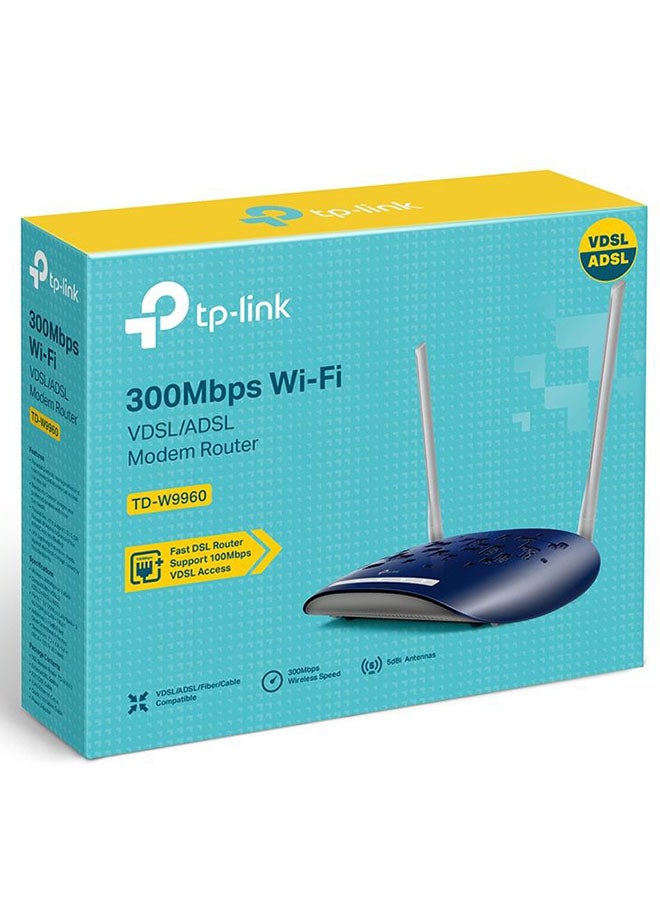 تي بي لينك - راوتر مودم لاسلكي N VDSL/ADSL بسرعة 300 ميجابت بالثانية أبيض/كحلي - Image 1