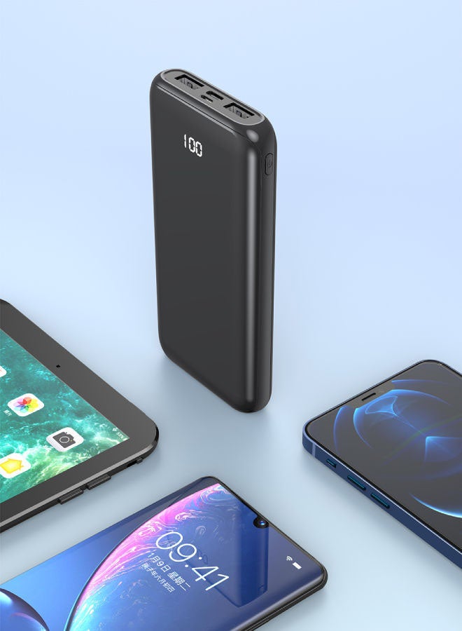 باور بنك محمول سريع الشحن بشاشة رقمية 10000.0 mAh أسود