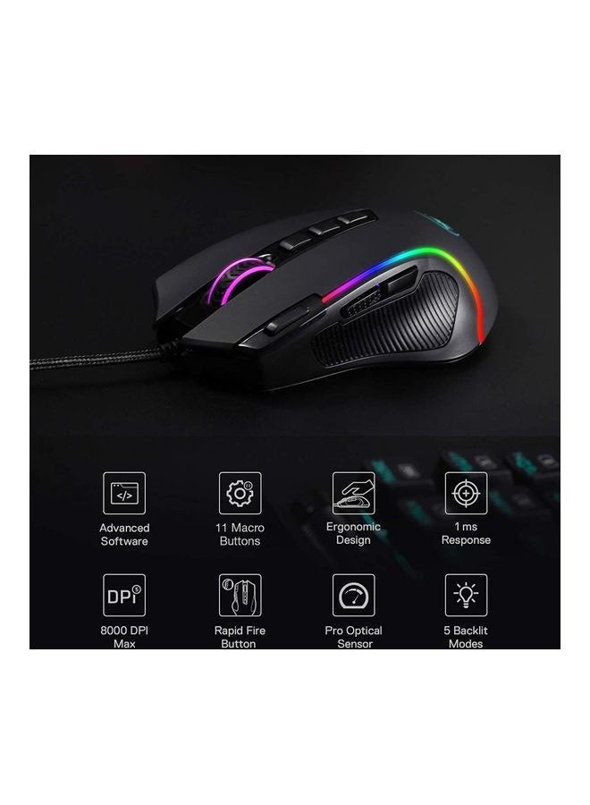 ماوس الألعاب M612 Predator RGB، ماوس ألعاب ضوئي سلكي بدقة 8000 نقطة في البوصة مع 9 أزرار قابلة للبرمجة و5 أوضاع بإضاءة خلفية، يدعم البرنامج زر إطلاق النار السريع لربط المفاتيح بنفسك - v1662386351/N47077922A_3