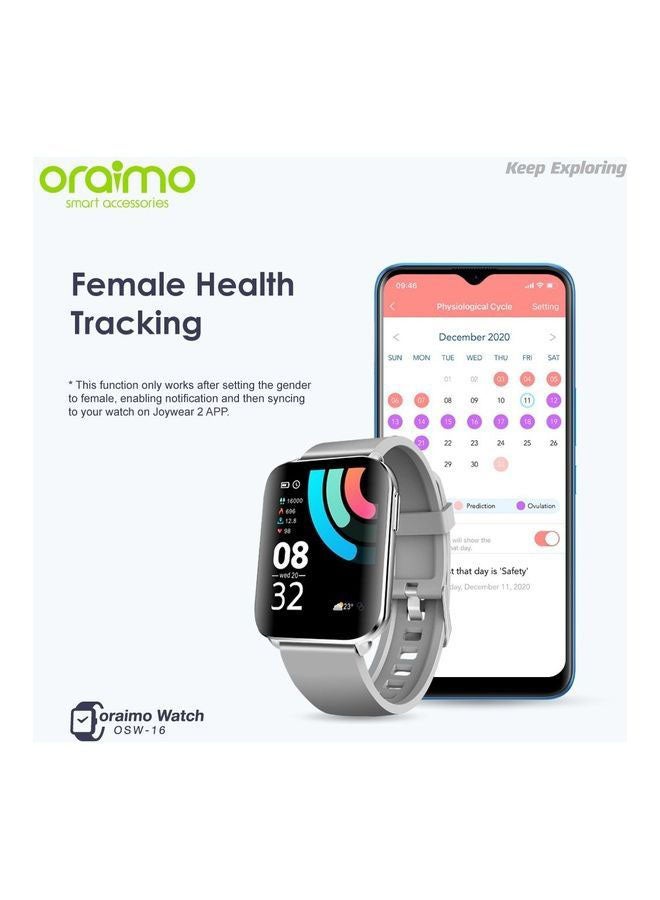 Oraimo - 200.0 mAh OSW 16 IPS Colour Touch Screen BT 5.0 IP68 Water Resistant Smartwatch silver - Image 1