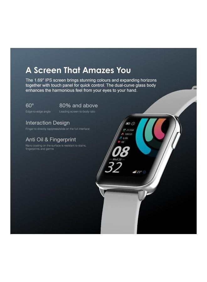 Oraimo - 200.0 mAh OSW 16 IPS Colour Touch Screen BT 5.0 IP68 Water Resistant Smartwatch silver - Image 1