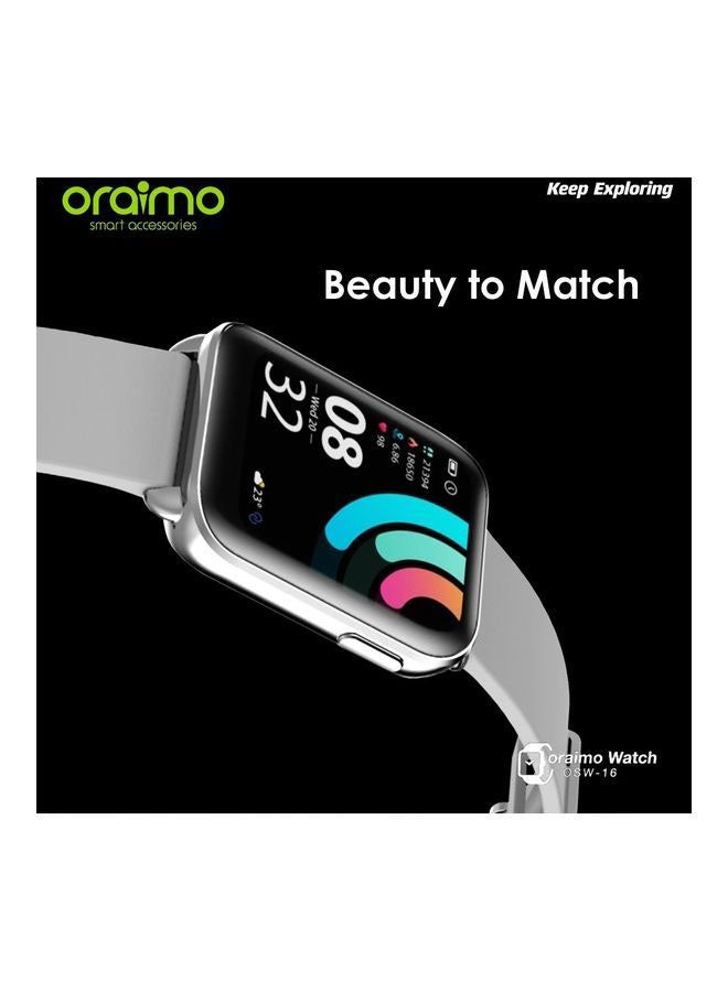 Oraimo - 200.0 mAh OSW 16 IPS Colour Touch Screen BT 5.0 IP68 Water Resistant Smartwatch silver - Image 1