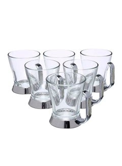 REGENT 6-Piece Orient Stainless Steel Tea Mug Set Silver/Gold/Clear 10x11x8cm  - Image 1