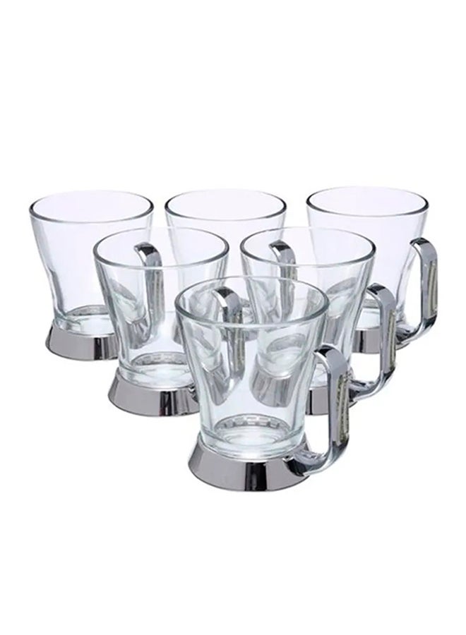 REGENT 6-Piece Orient Stainless Steel Tea Mug Set Silver/Gold/Clear 10x11x8cm - Image 1