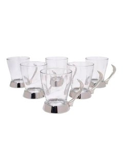 REGENT 6-Piece Tea Mug Set Clear/Silver 10x11x8cm  - Image 1